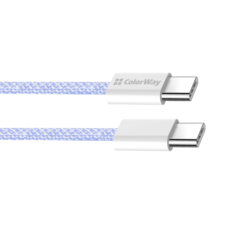 ColorWay Type-C - Type-C (braided cotton) PD Fast Charging 60W, 3.0А, 1m, fialová (CW-CBPDCC061-PU)