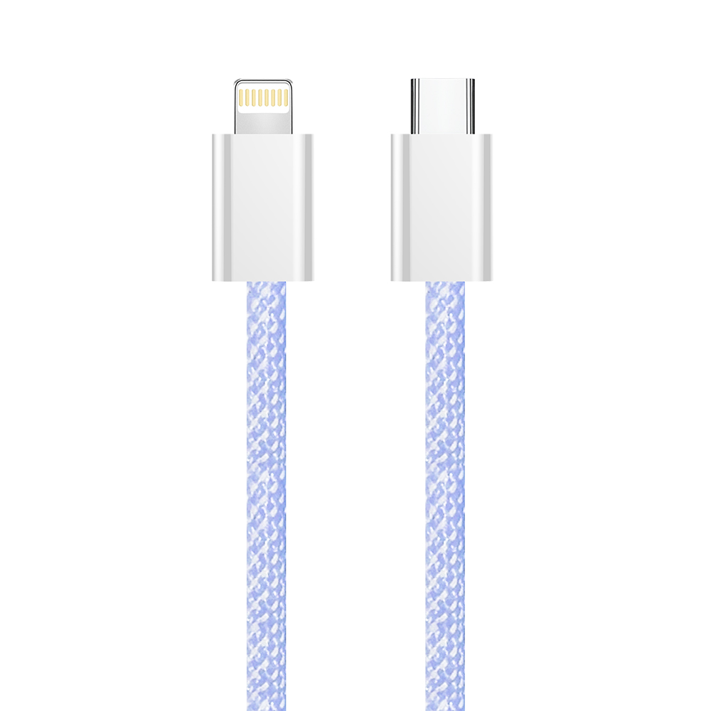 ColorWay Type-C - Apple Lightning (braided cotton) PD 27W, 1m, fialový (CW-CBPDCL061-PU)