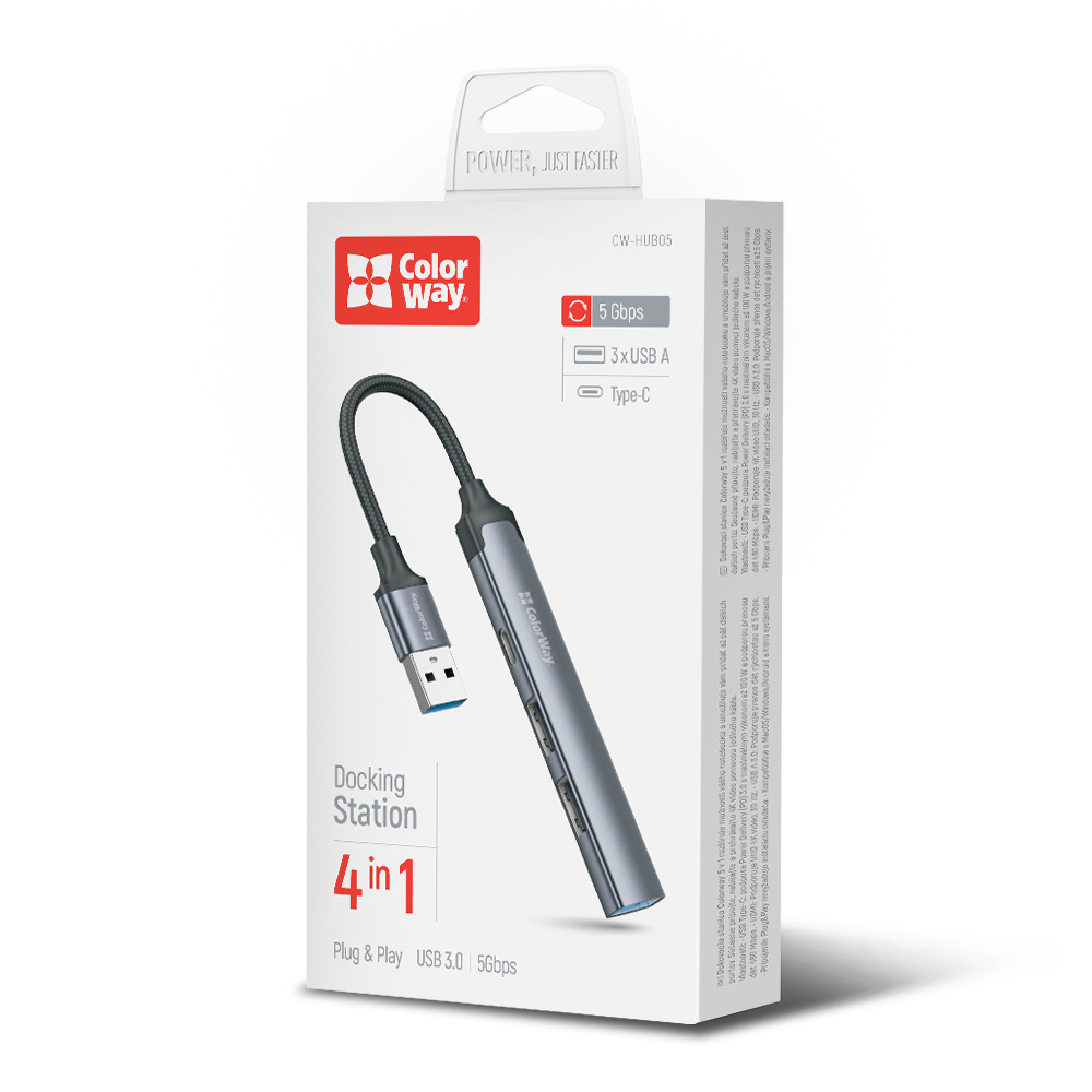 USB hub ColorWay USB-A 4v1 (2xUSB 2.0 / 1xUSB 3.0 / 1xUSB Type-C) (CW-HUB05)