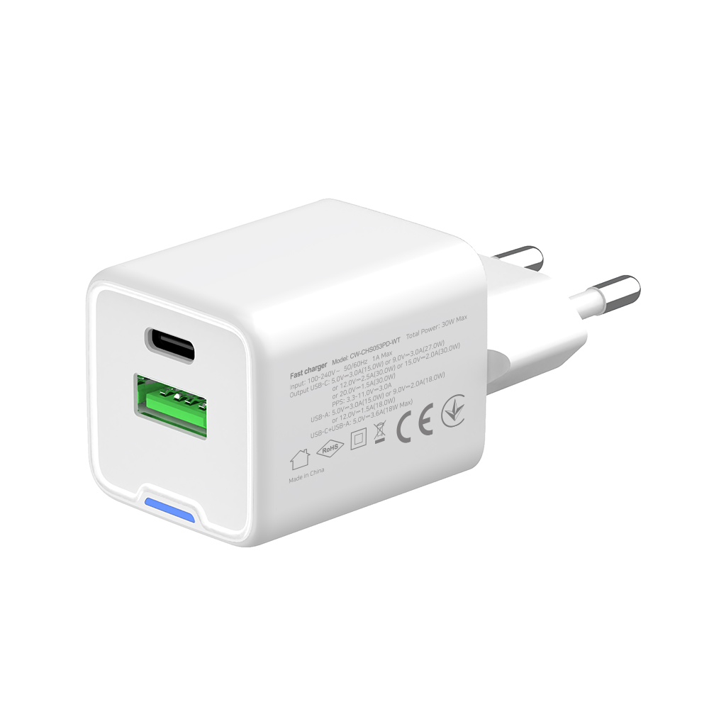 ColorWay GaN Mini 30W PD Port PPS USB (Type-C PD + USB QC4.0) biela (CW-CHS053PD-WT)