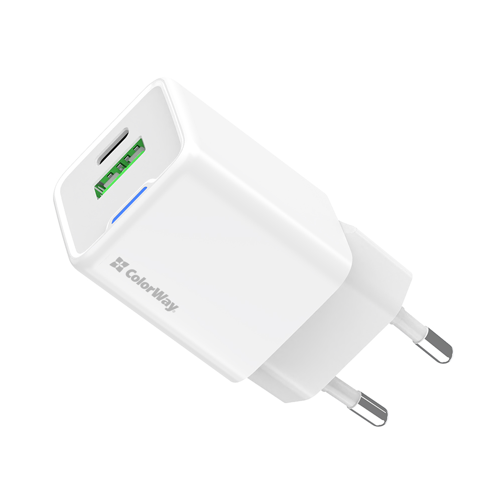 AC nabíjačka ColorWay GaN Mini 35W PD Port PPS USB (Type-C PD + USB QC4.0) biela (CW-CHS055PD-WT)
