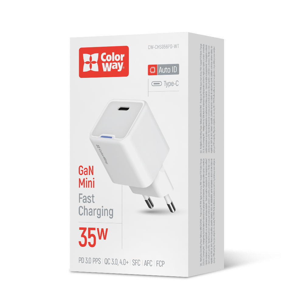 

AC nabíjačka ColorWay GaN Mini 35W PD Port PPS USB-C biela (CW-CHS056PD-WT)