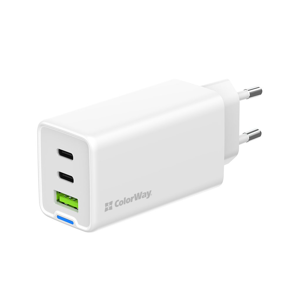 AC nabíjačka ColorWay GaN Mini 65W PD Port PPS USB (USB-2C1A) biela (CW-CHS058PD-WT)