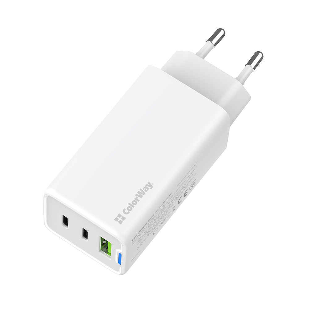 ColorWay AC nabíjačka GaN Mini 65W PD Port PPS USB (USB-2C1A) biela (CW-CHS058PD-WT)