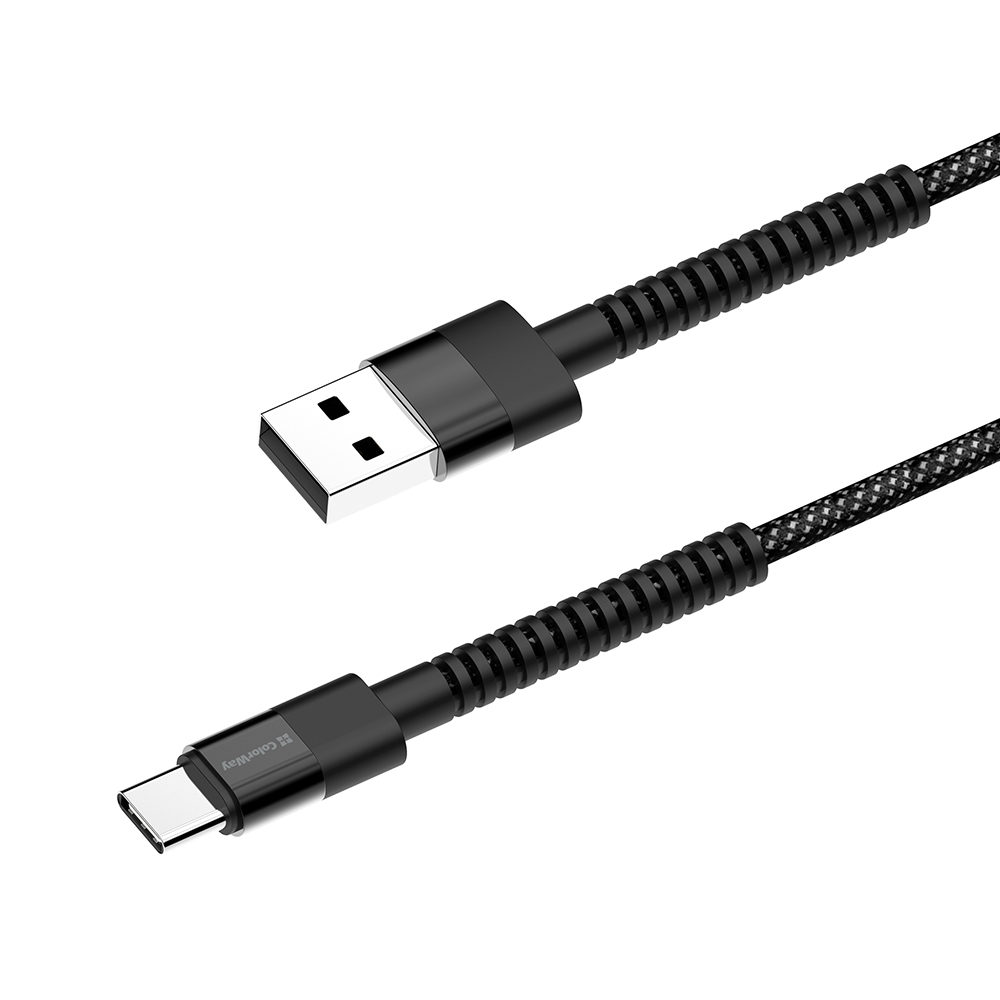 ColorWay USB - Type-C (nylon - long head) 2.4А 1m čierny (CW-CBUC063-BK)