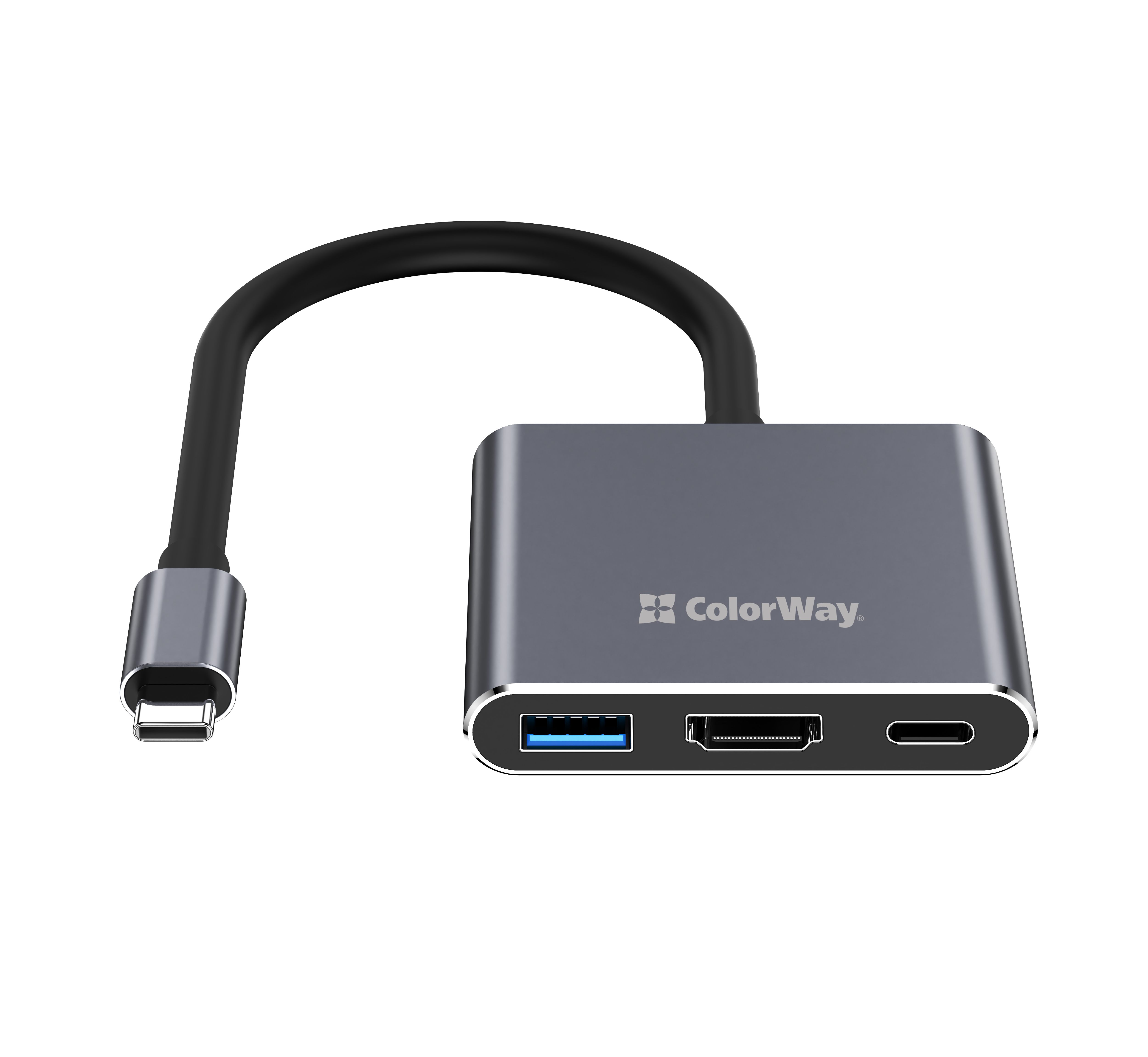 ColorWay USB Hub, 3-v-1 USB-C PD 100W / USB 3.0 / HDMI 4K (CW-HUB08)
