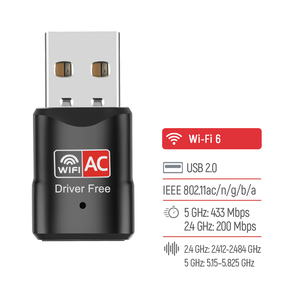 ColorWay Adaptér Wi-Fi dual-band (2.4 GHz/200 Mbps + 5 GHz/433 Mbps) (CW-AD-W2)