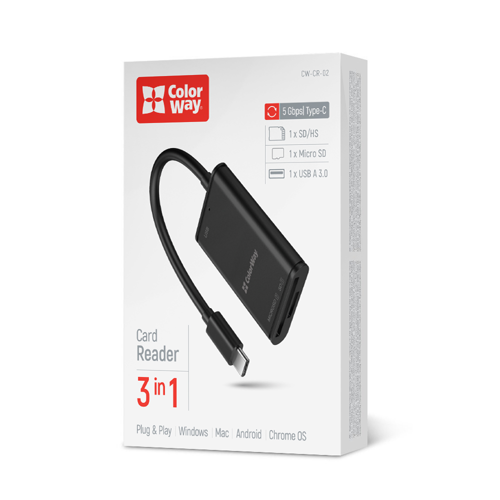 Čítačka kariet ColorWay USB-C na USB 3.0/SD/MicroSD (CW-CR-02)