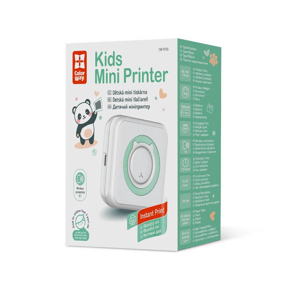 

ColorWay Prenosná detská bluetooth termo tlačiareň (CW-P01G)