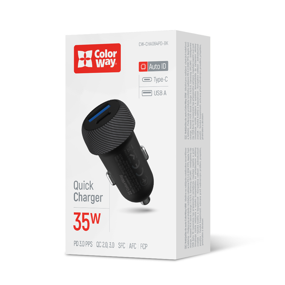 

Autonabíjačka ColorWay 2x USB (USB-C PD 35 W + USB QC 3.0) CW-CHA064PD-BK