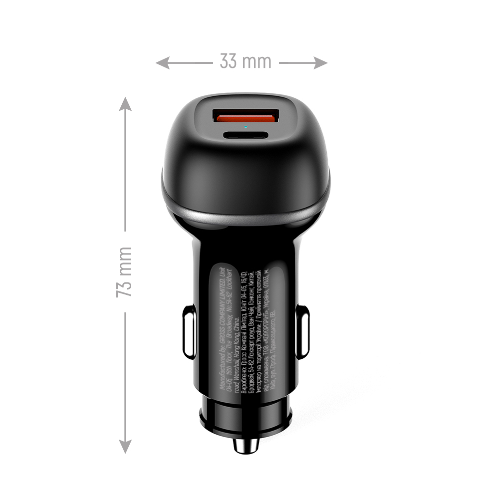 ColorWay Autonabíjačka 2x USB (USB-C PD 65 W + USB QC 3.0 18 W) čierna, CW-CHA068PD-BK