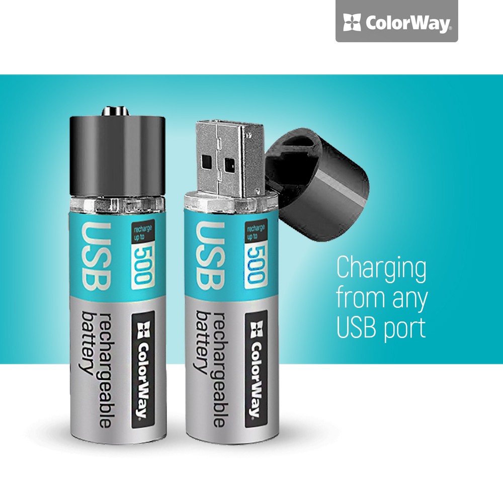 ColorWay Nabíjateľné batérie AA USB 1200mAh 1.5V - 2ks (CW-UBAA-02)