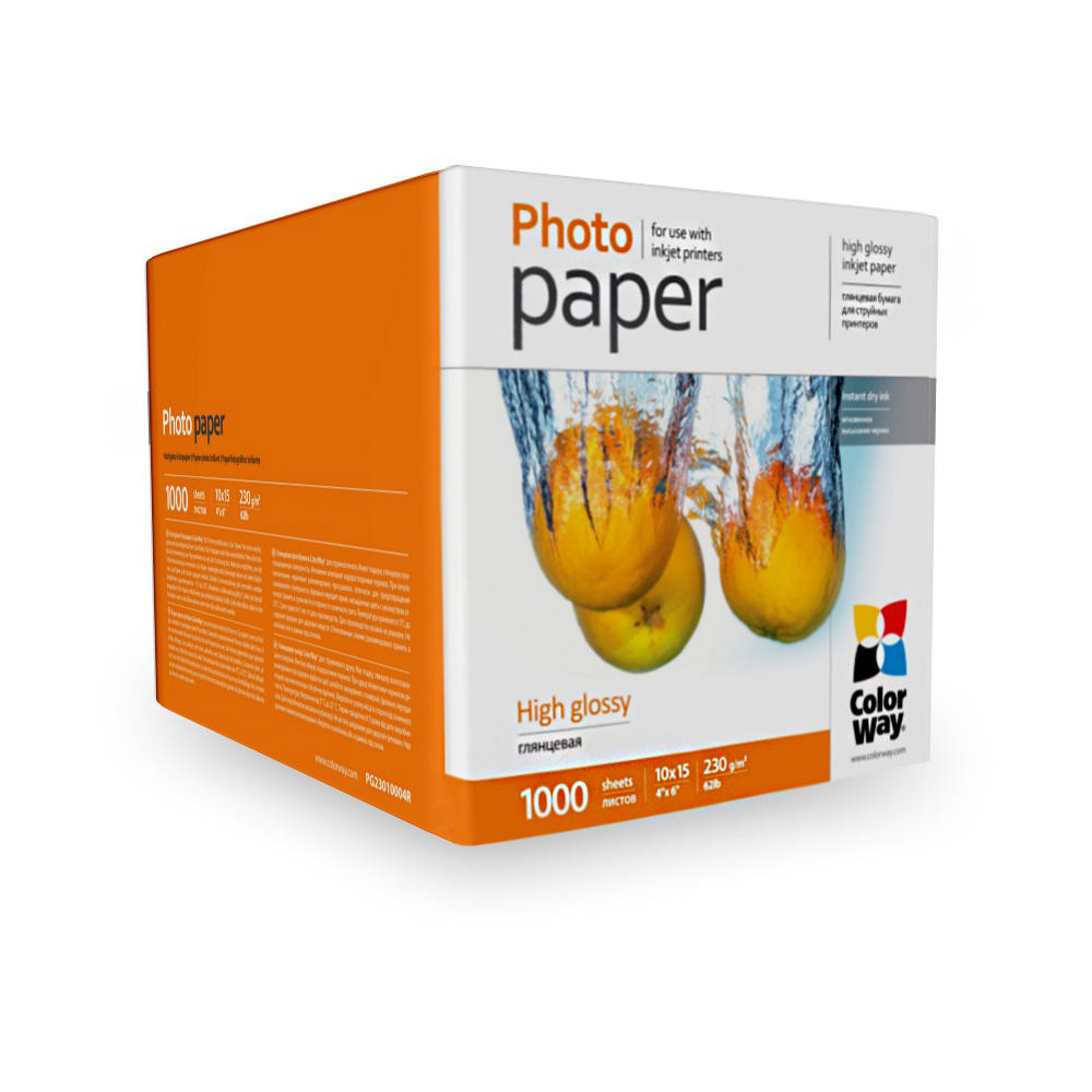 

Fotopapier ColorWay Vysoko lesklý 230g/m²,1000ks,10x15 (PG23010004R)