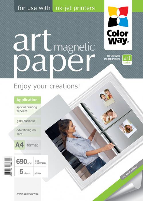 Fotopapier ColorWay ART Lesklý Magnetický 690g/m²,5ks,A4 (PGA690005MA4)
