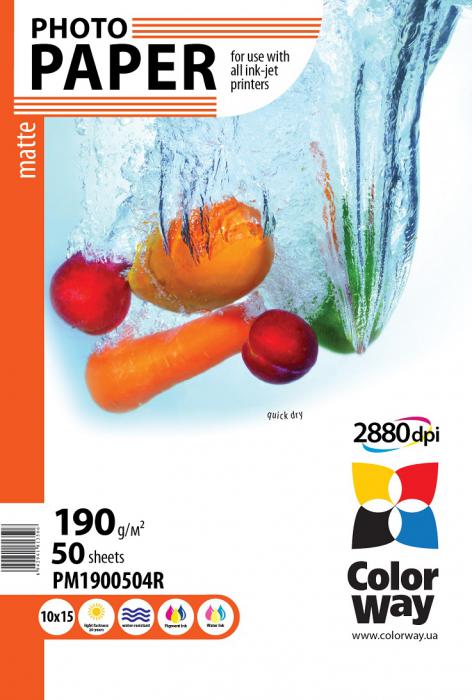 Fotopapier ColorWay Matný 190g/m²,50ks,10×15 (PM1900504R)
