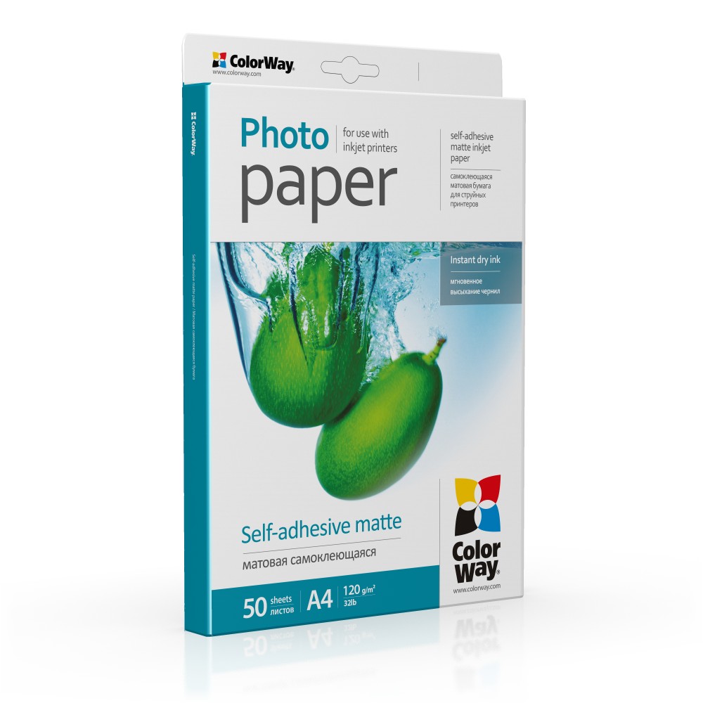 Fotopapier ColorWay Matný, Samolepiaci, 120/80g/m²,50ks,A4 (PMS1208050A4)