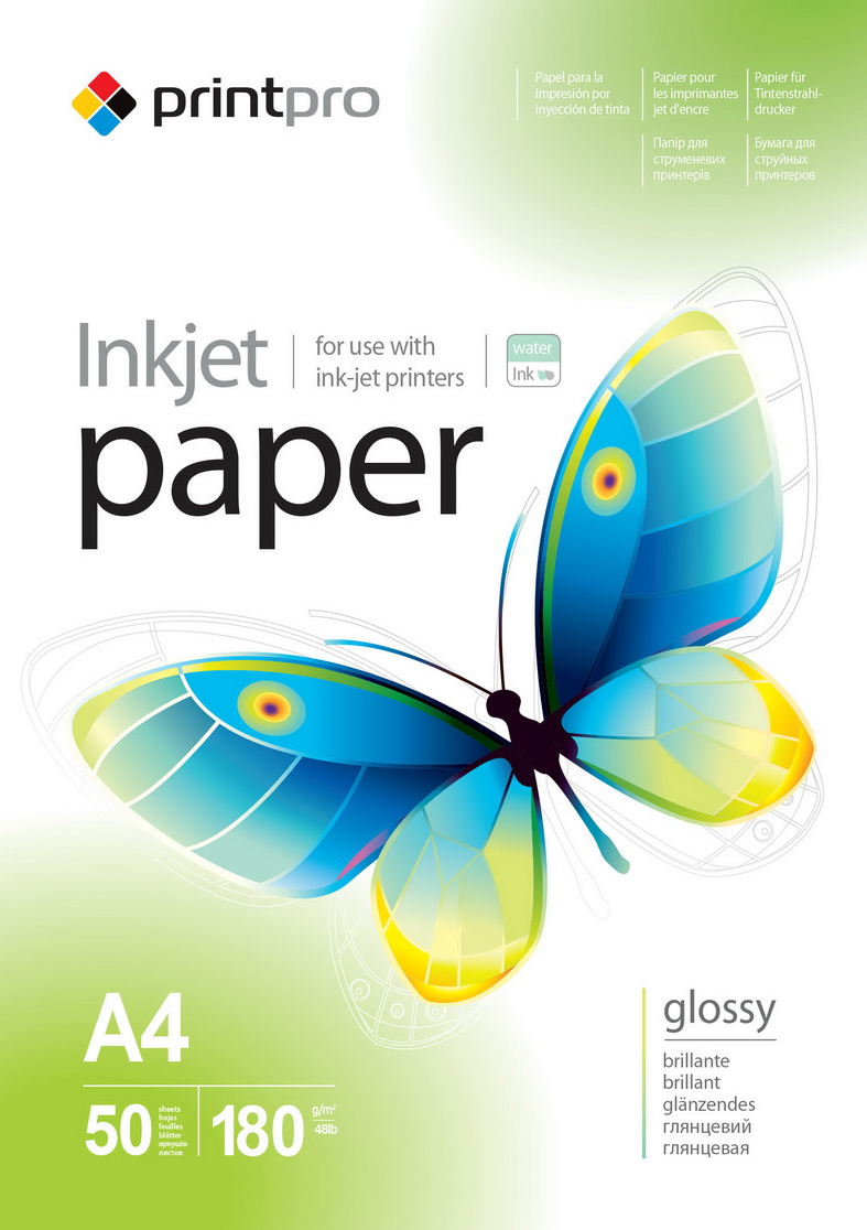 Fotopapier PrintPro Vysoko lesklý 180g/m²,50ks,A4 (PGE180050A4)