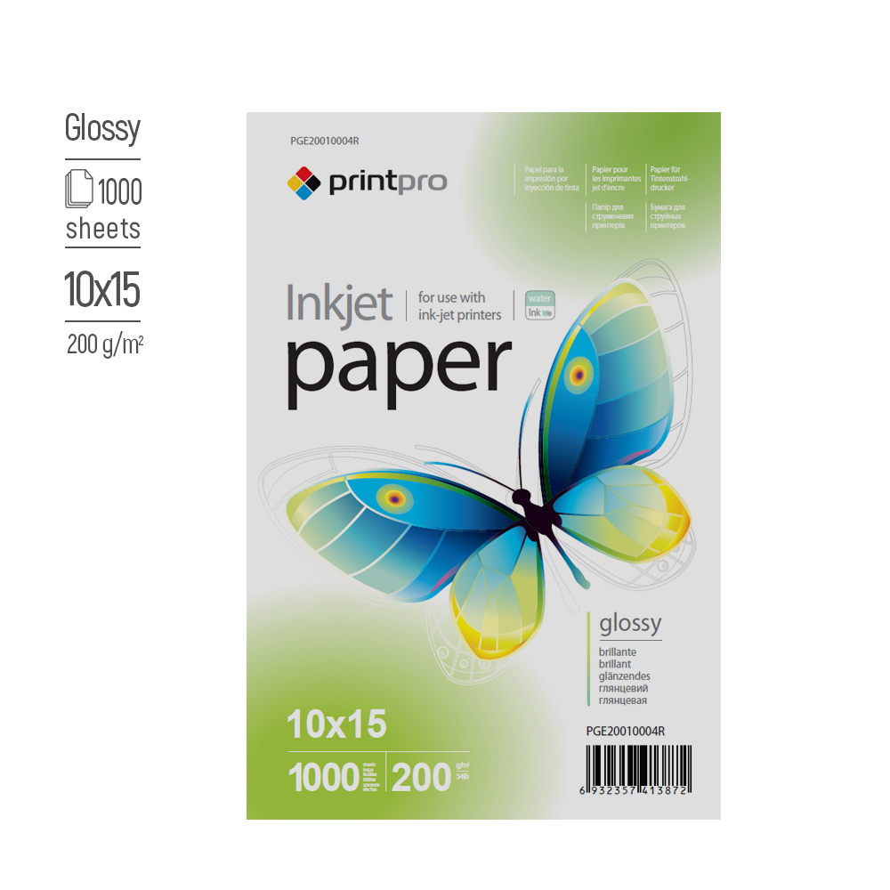 Fotopapier PrintPro Vysoko lesklý 200g/m²,1000ks,10x15 (PGE20010004R)
