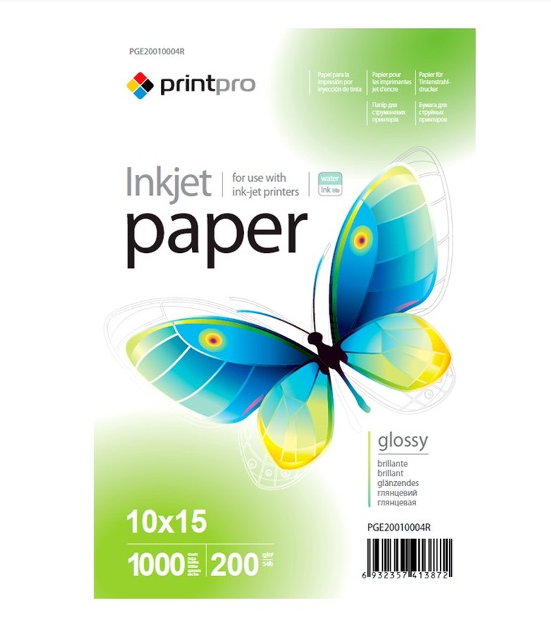 Fotopapier PrintPro Vysoko lesklý 200g/m²,1000ks,10x15 (PGE20010004R)