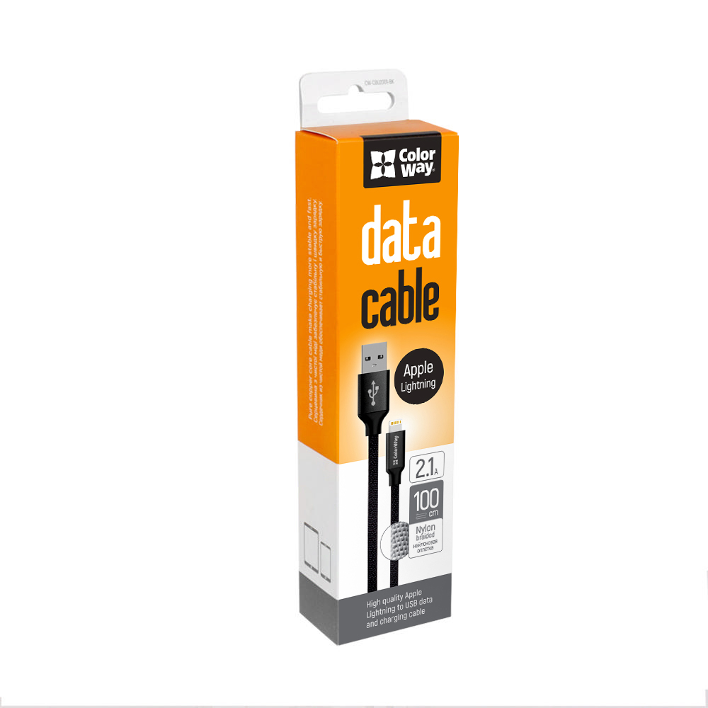 ColorWay Kábel USB Apple Lightning 2.1A 1m, čierny (CW-CBUL004-BK)
