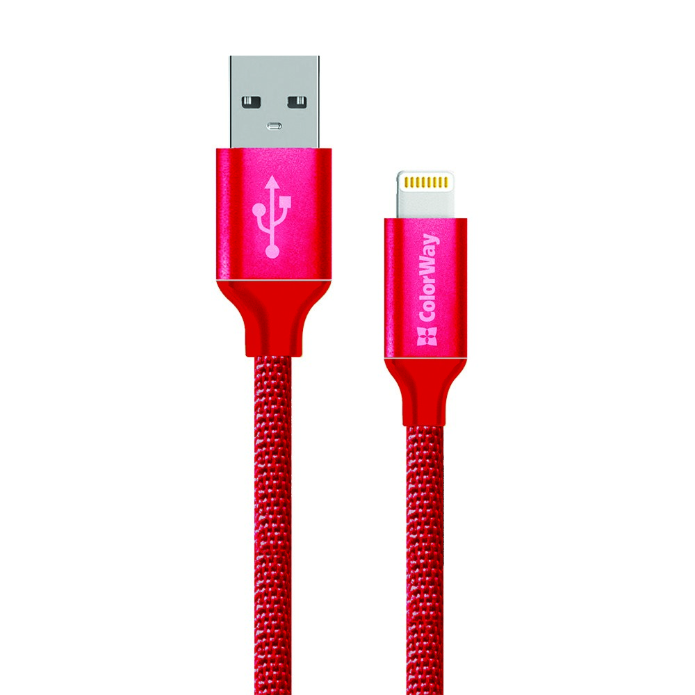 ColorWay Kábel USB Apple Lightning 2.1A 1m, červená (CW-CBUL004-RD)