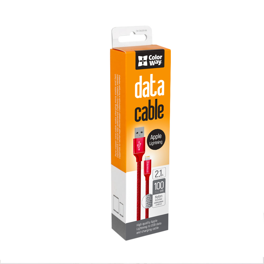 ColorWay Kábel USB Apple Lightning 2.1A 1m, červená (CW-CBUL004-RD)