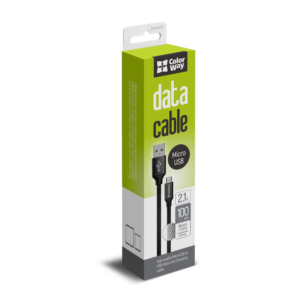 ColorWay Kábel USB MicroUSB 2.1A 1m, čierny (CW-CBUM002-BK)