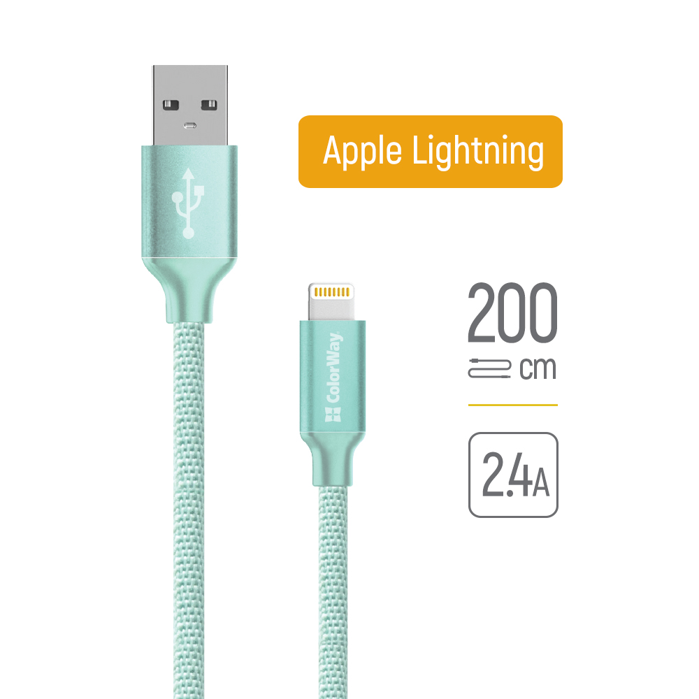 

ColorWay Kábel USB Apple Lightning 2.4A 2m, mäta (CW-CBUL007-MT)