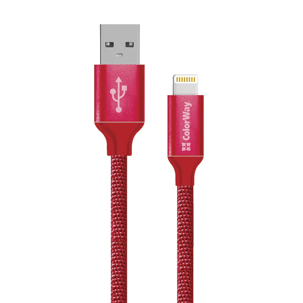 ColorWay Kábel USB Apple Lightning 2.4A 2m, červený (CW-CBUL007-RD)