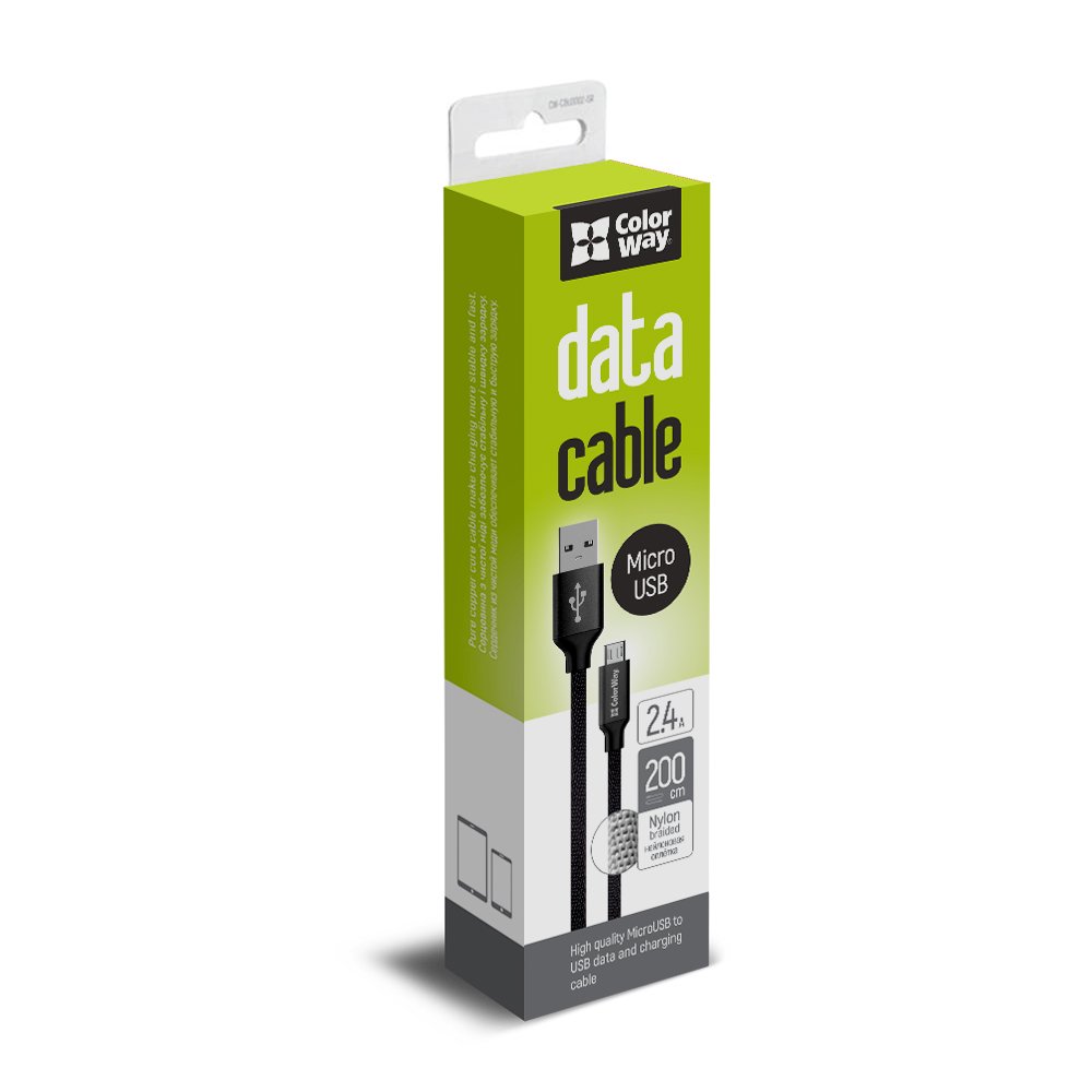 

ColorWay Kábel USB MicroUSB 2.4A 2m, čierny (CW-CBUM009-BK)