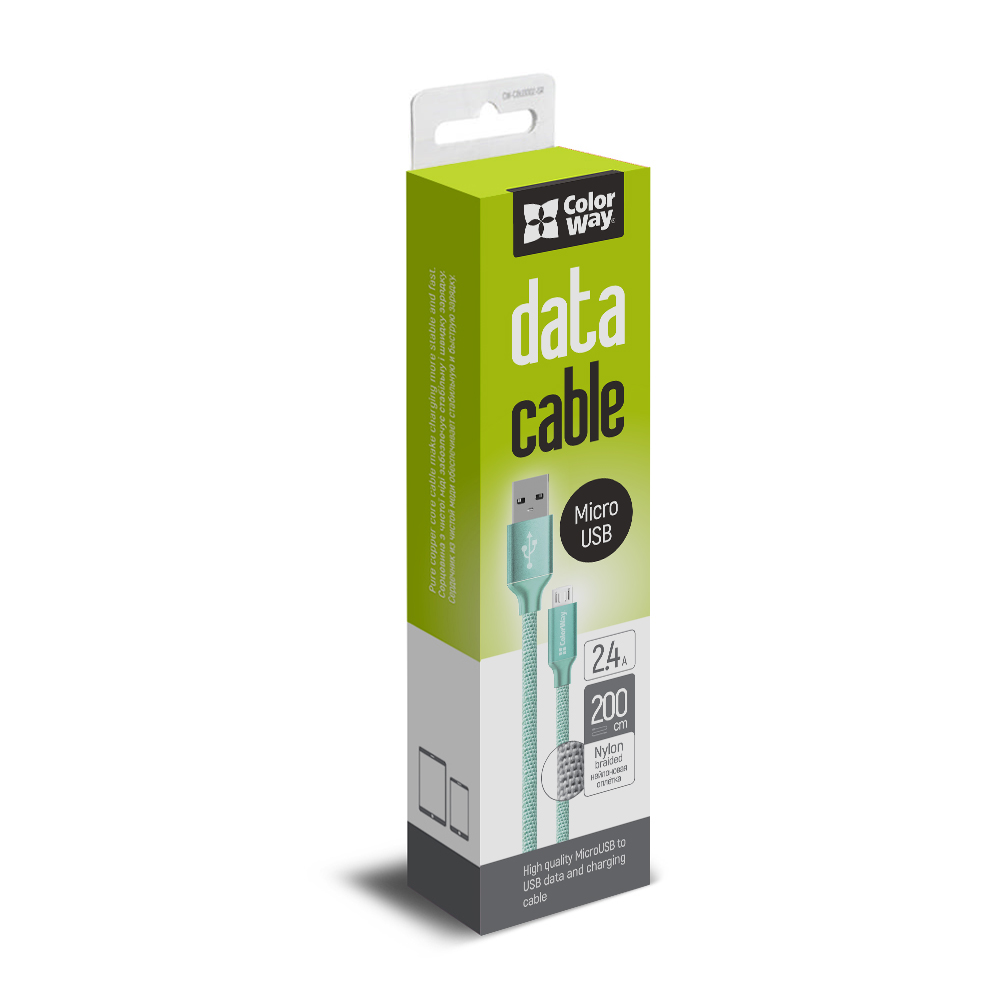 ColorWay Kábel USB MicroUSB 2.4A 2m, mäta (CW-CBUM009-MT)