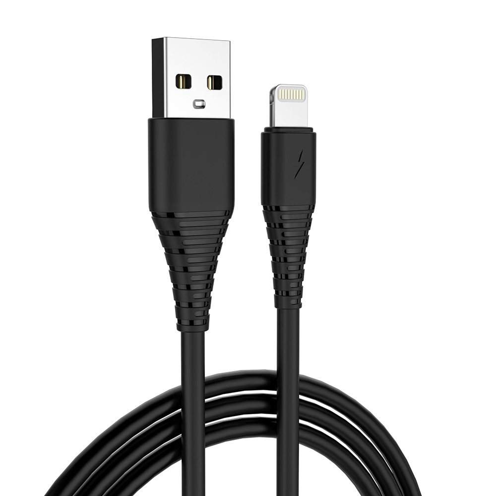 ColorWay Kábel USB Apple Lightning (PVC) 2.4A, 1m, black (CW-CBUL024-BK)
