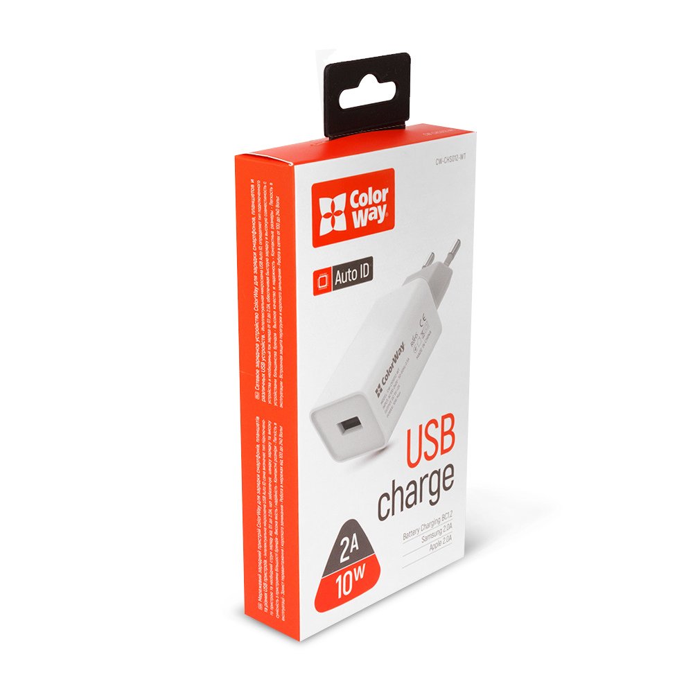 

ColorWay AC nabíjačka 1xUSB AUTO ID 2.0A (10W), biela, (CW-CHS012-WT)