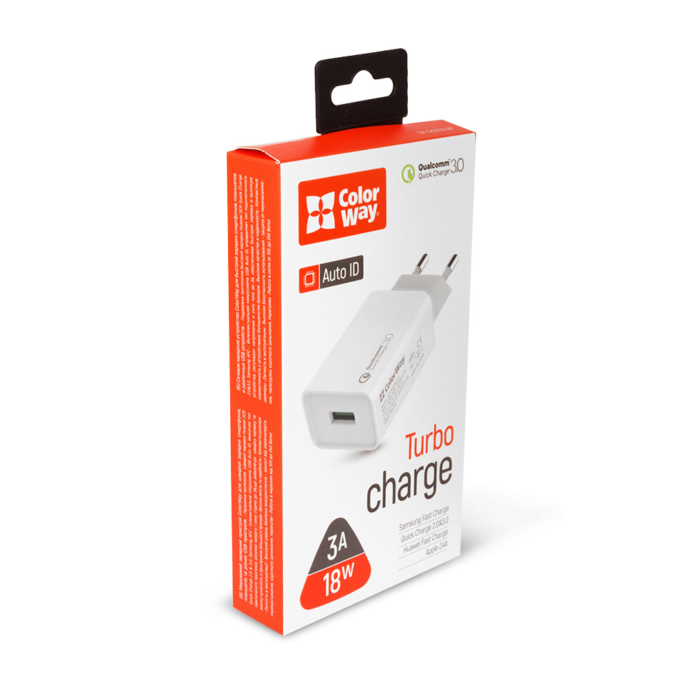 

ColorWay AC nabíjačka 1xUSB Quick Charge 3.0 (18W), biela, (CW-CHS013Q-WT)