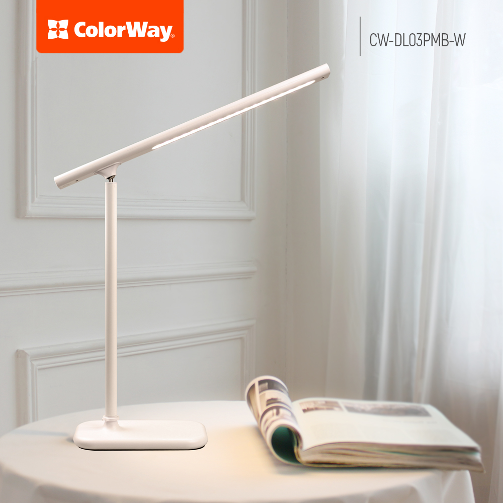 ColorWay LED stolná lampa s magnetom a zabudovanou batériou, biela (CW-DL03PMB-W)