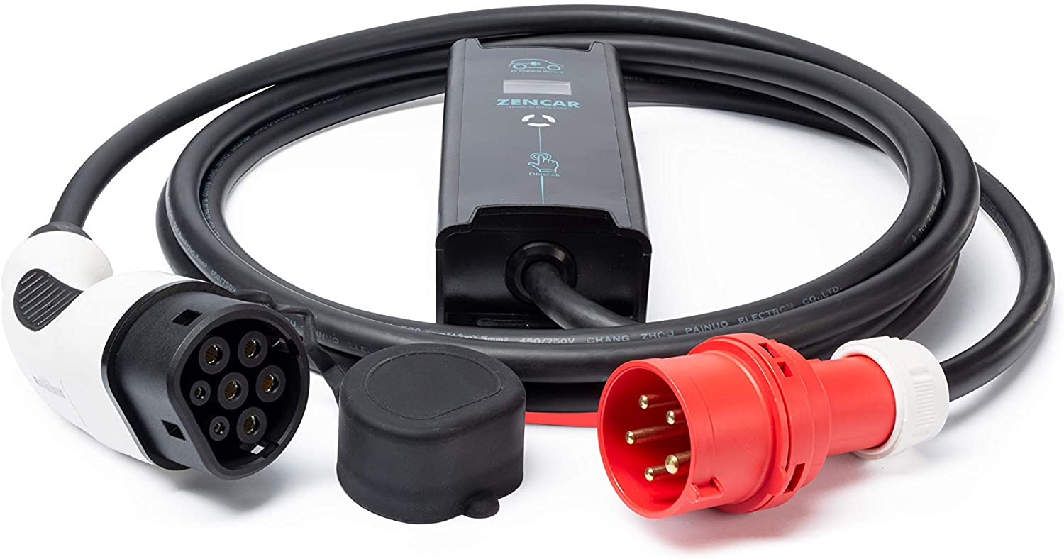 

Zencar prenosná nabíjačka elektrických áut EV 11 kW, TYP 2 s 5-kolíkovým konektorom 16A, prepínateľný box, 5m, CEE- čierny