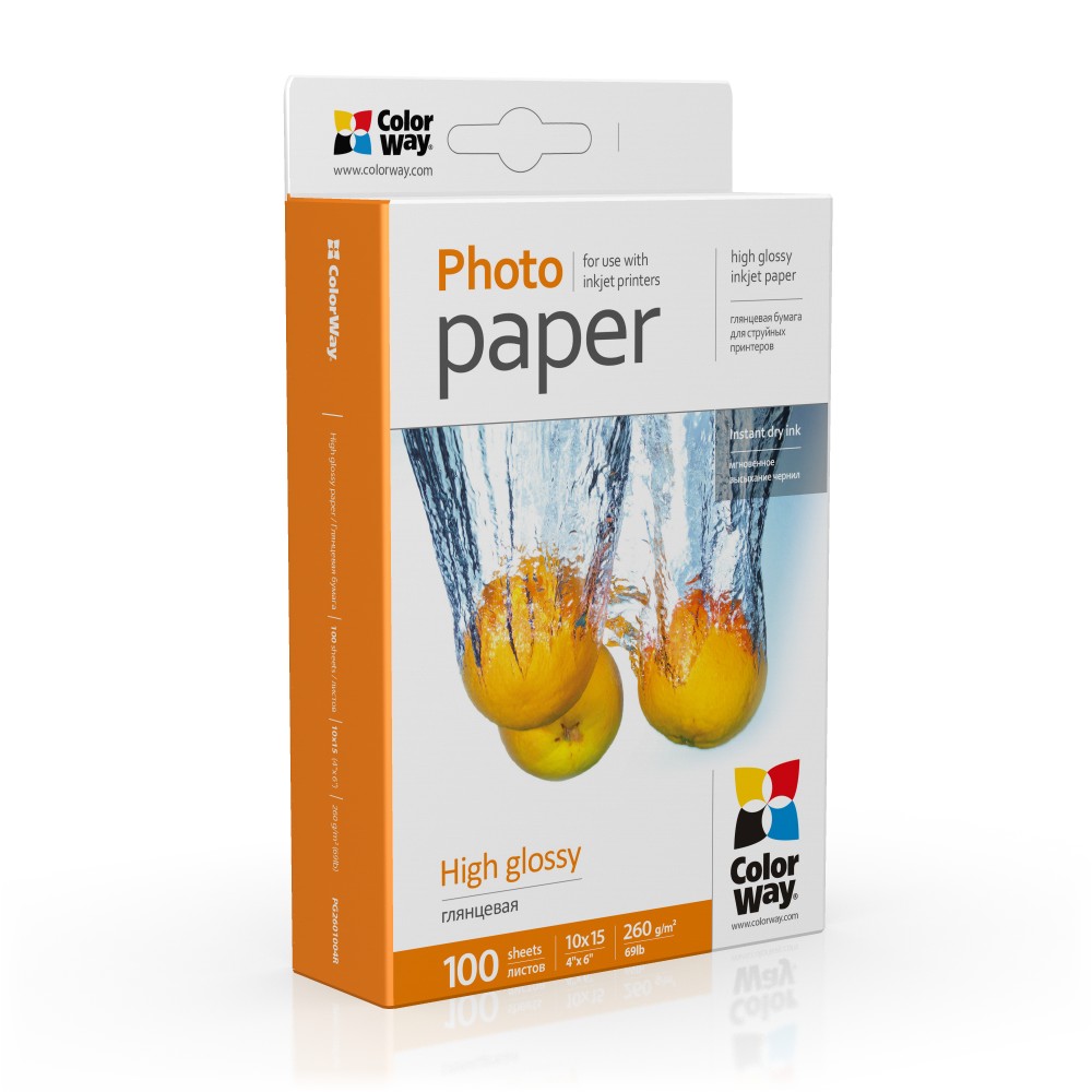 Fotopapier ColorWay Vysoko lesklý 260g/m²,100ks,10x15 (PG2601004R)