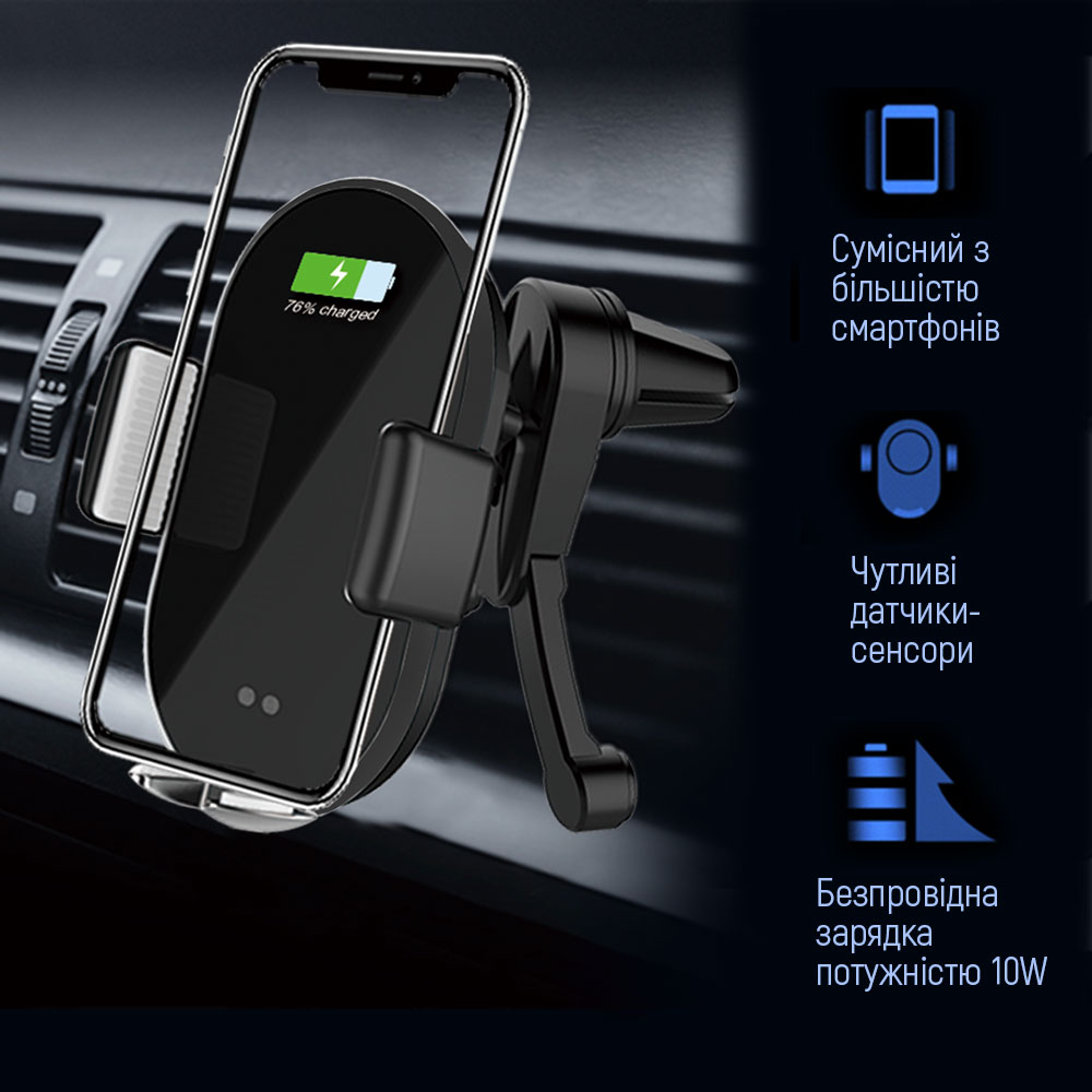 ColorWay Držiak do auta so zabudovanou bezdrôtovou nabíjačkou AutoSense 10W, čierny (CW-CHAW026Q-BK)