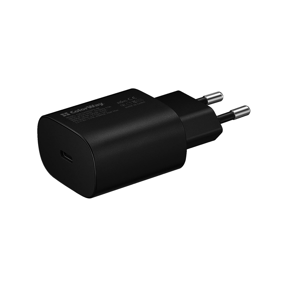 AC nabíjačka ColorWay s Power Delivery port PPS USB Type-C 25W, čierna, (CW-CHS033PD-BK)