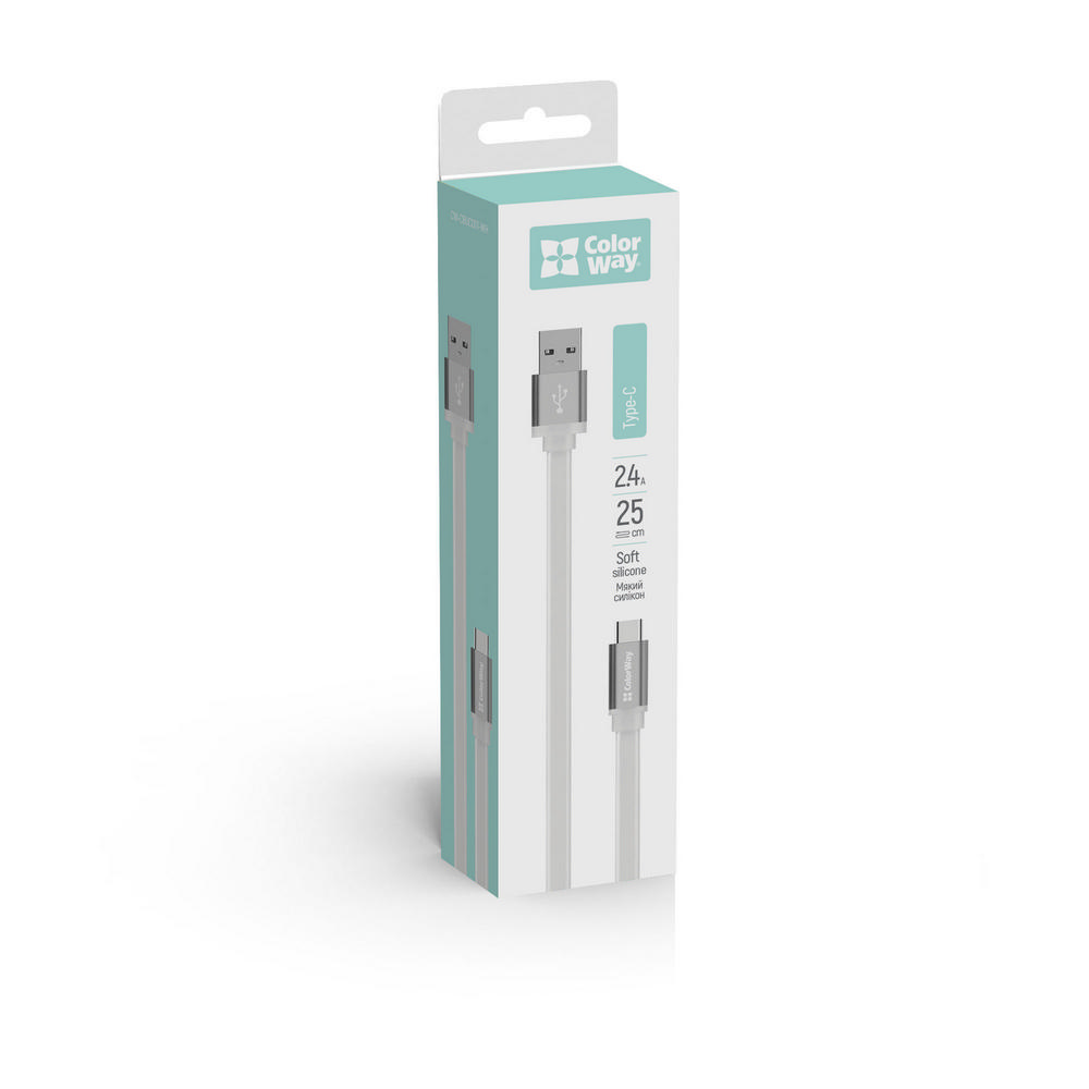 

ColorWay Kábel USB Type-C 2.0A 25cm, white (CW-CBUC001-WH)