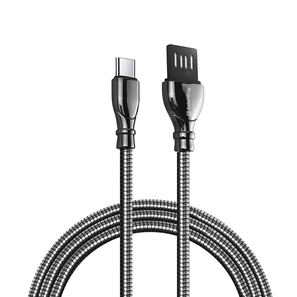 

ColorWay Kábel USB Type-C (metal spring) 2.4A 1m - black