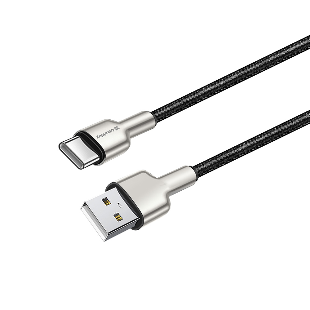 ColorWay Kábel USB Type-C (head metal) 2.4A, 1m, black (CW-CBUC046-BK)