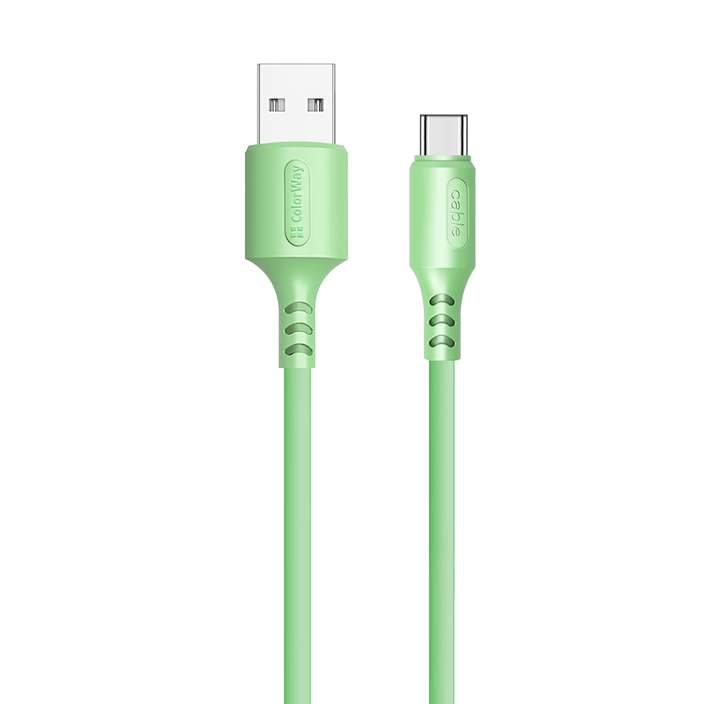 ColorWay Kábel USB Type-C (soft silicone) 2.4A, 1m, green (CW-CBUC042-GR)