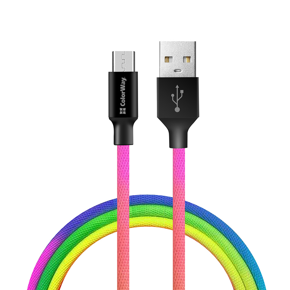 ColorWay Kábel USB MicroUSB 2.4A 1m, multicolor (CW-CBUM017-MC)
