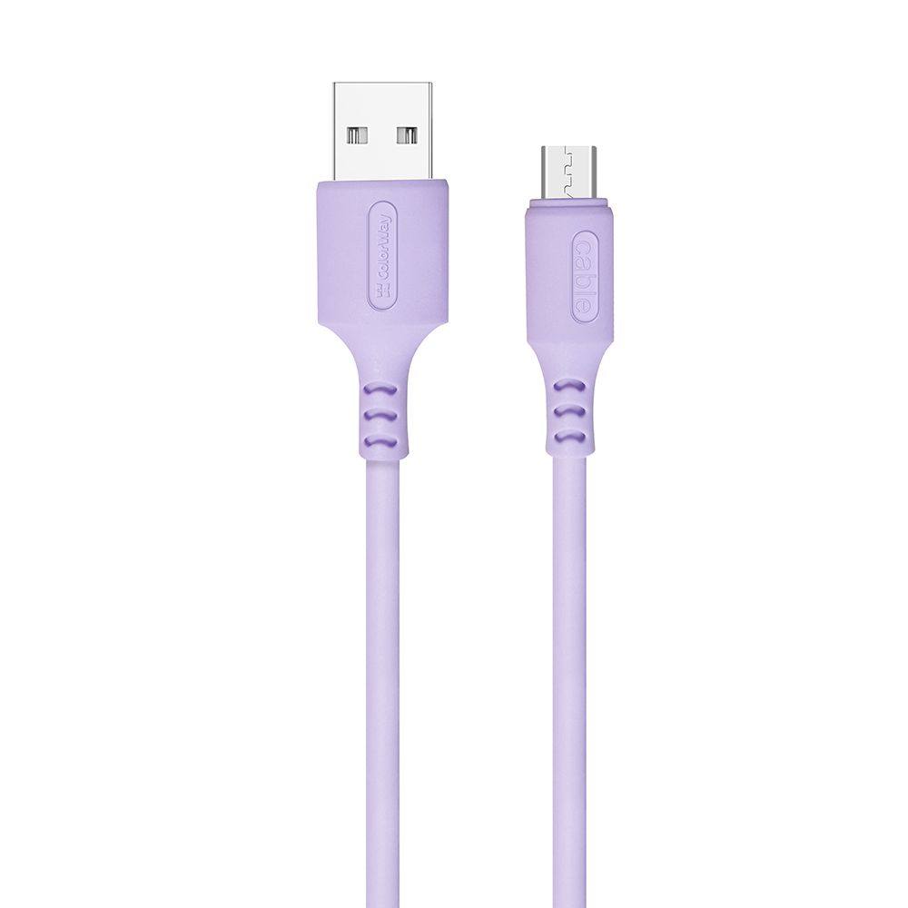 ColorWay Kábel USB MicroUSB (soft silicone) 2.4A 1m, purple (CW-CBUM044-PU)