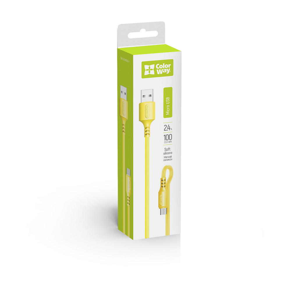 ColorWay Kábel USB MicroUSB (soft silicone) 2.4A 1m, yellow (CW-CBUM043-Y)