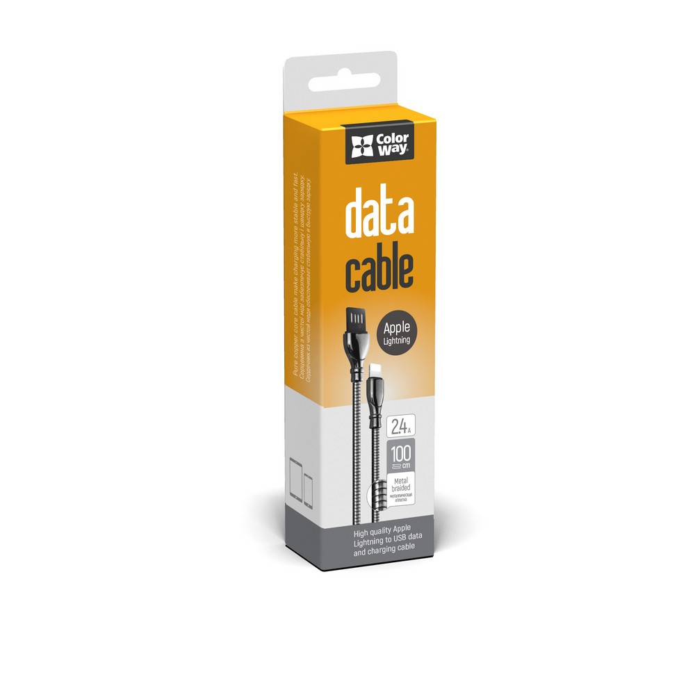 

ColorWay Kábel USB Apple Lightning (metal spring) 2.4A 1m - black