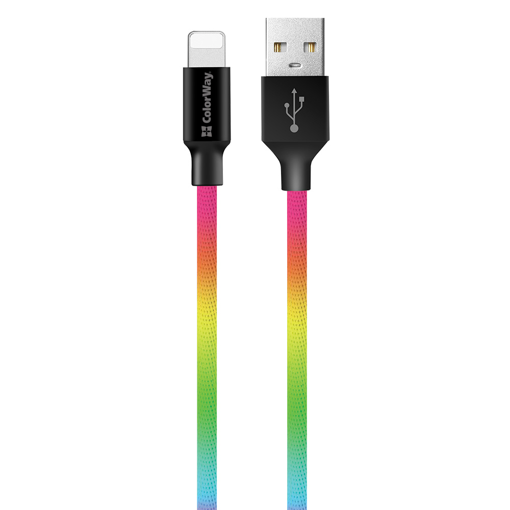 ColorWay Kábel USB Apple Lightning  2.4A, 1m, multicolor (CW-CBUL016-MC)