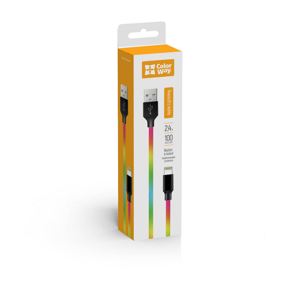 ColorWay Kábel USB Apple Lightning  2.4A, 1m, multicolor (CW-CBUL016-MC)