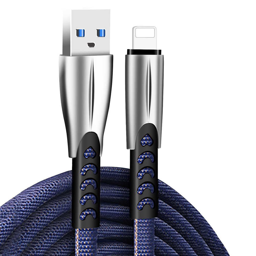 ColorWay Kábel USB Apple Lightning (zink alloy) 2.4A 1m, blue (CW-CBUL010-BL)